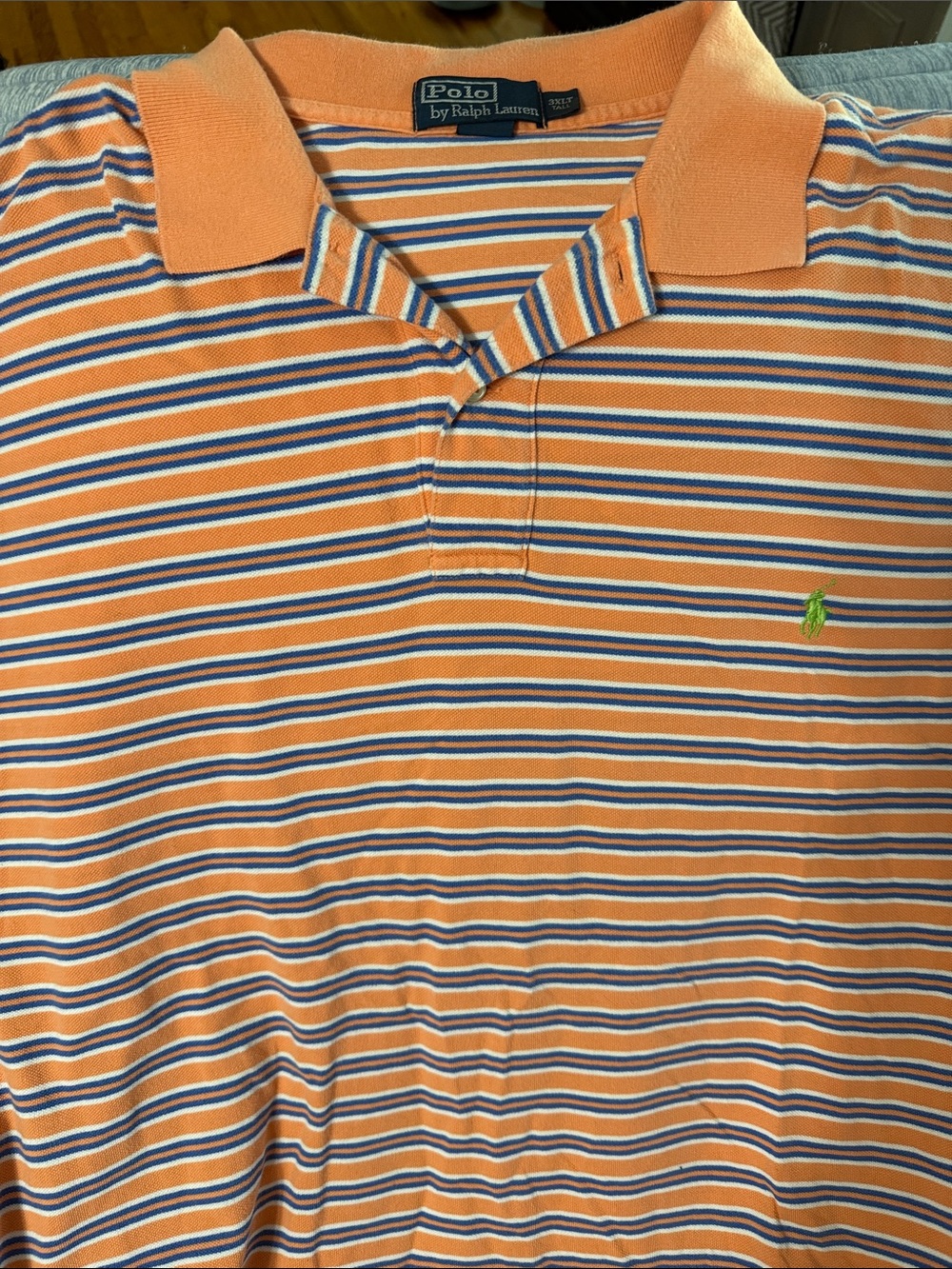 Polo by Ralph Lauren Orange, White & Navy Striped Polo Shirt